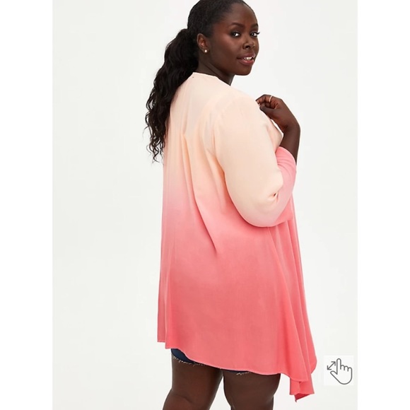 NWT TORRID Drape Front Kimono - Dip Dye Coral - Picture 3 of 7